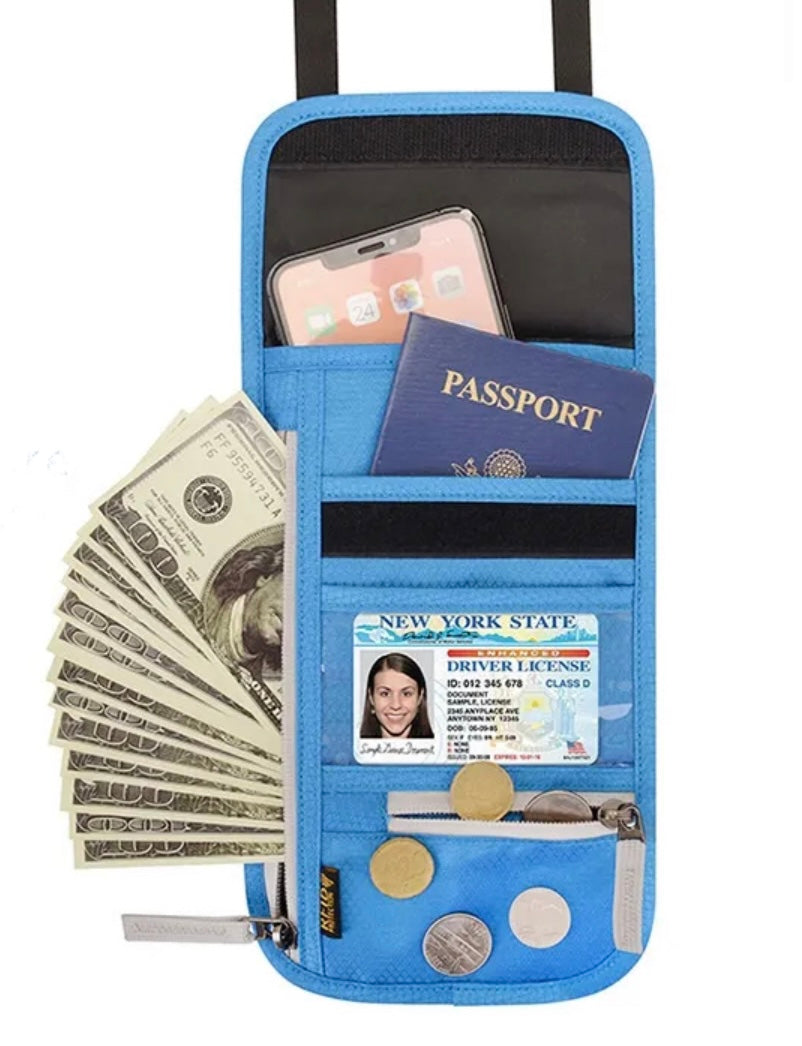 On Sale- Slim RFID Blocking Hidden Passport Neck/Crossbody Wallet