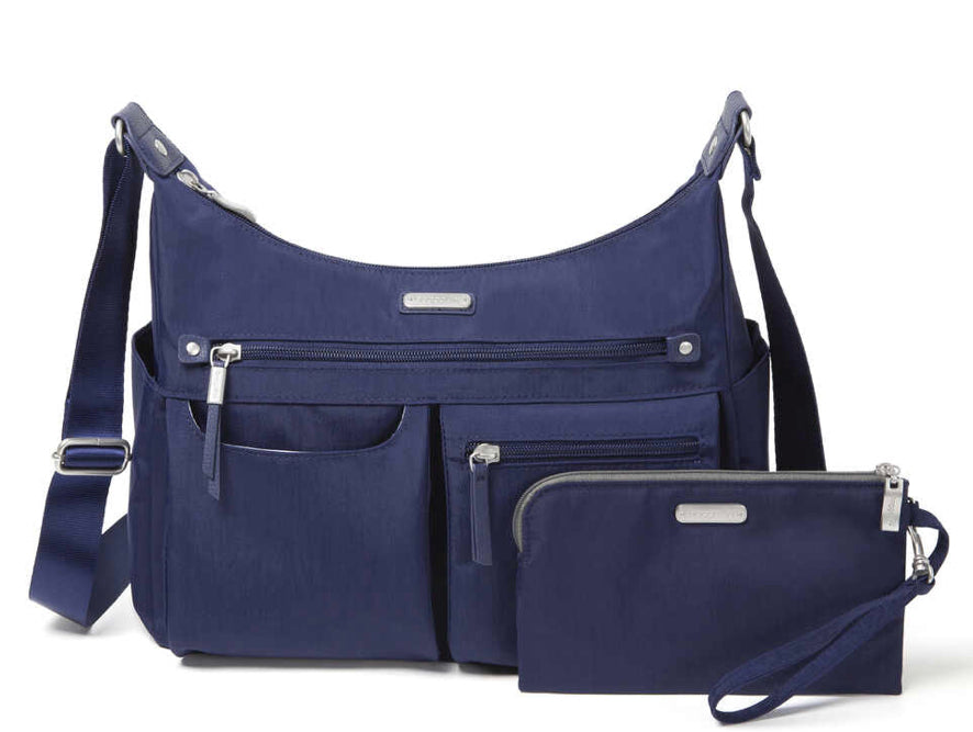 Baggallini Anywhere Large Hobo Tote with RFID wristlet Navy