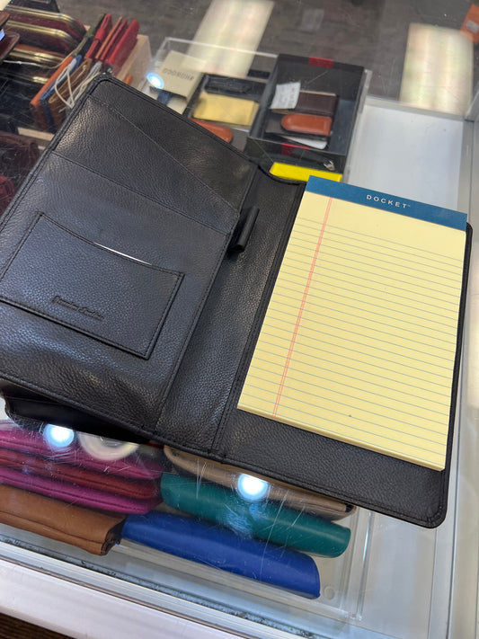 ili Small Leather Writing Padfolio (Black) Black