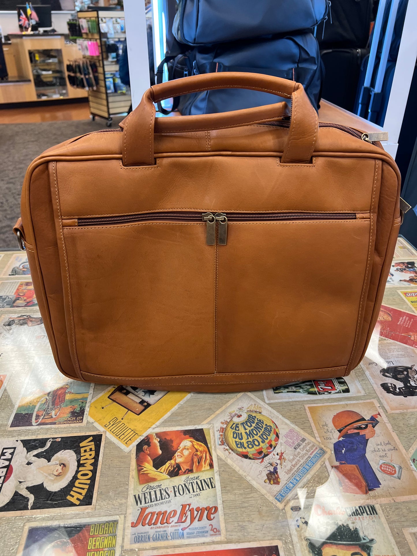 DayTrekr Slim Leather Zippered Briefcase