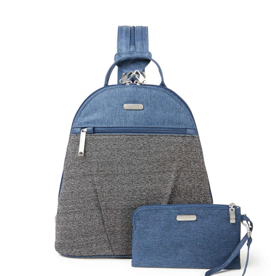 Final Sale - Baggallini Anti-Theft Convertible Backpack- $45 Steel Blue