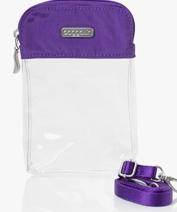 Baggallini Clear Bryant Crossbody Stadium Bag Royal Purple