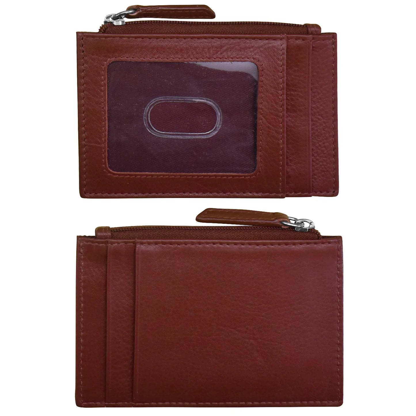 ili New York RFID Leather Zippered I.D. Wallet- 7416 Merlot