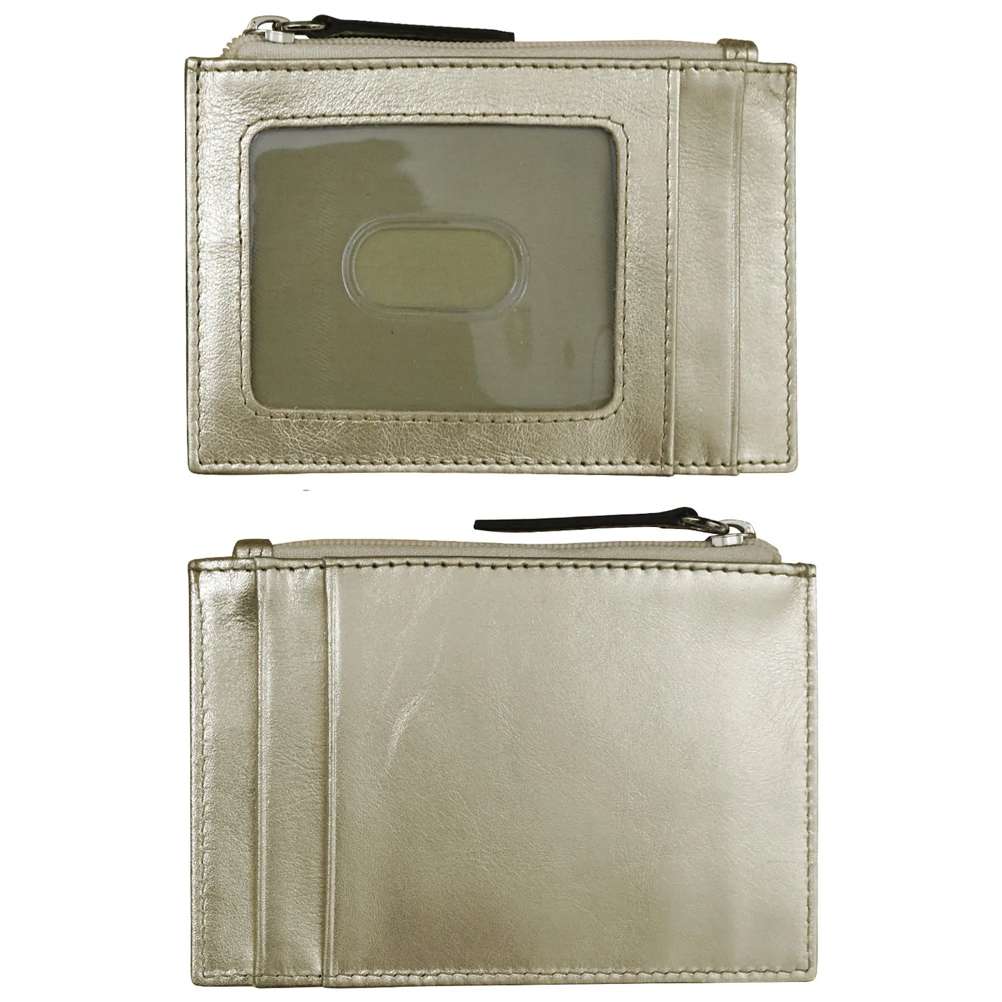 ili New York RFID Leather Zippered I.D. Wallet- 7416 Gold