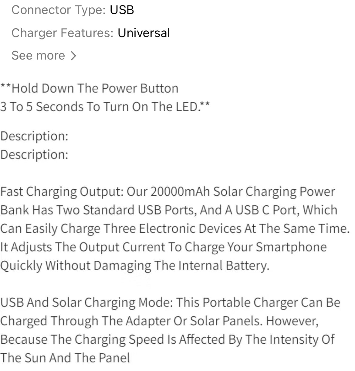 Solar Power Charger Power Bank
