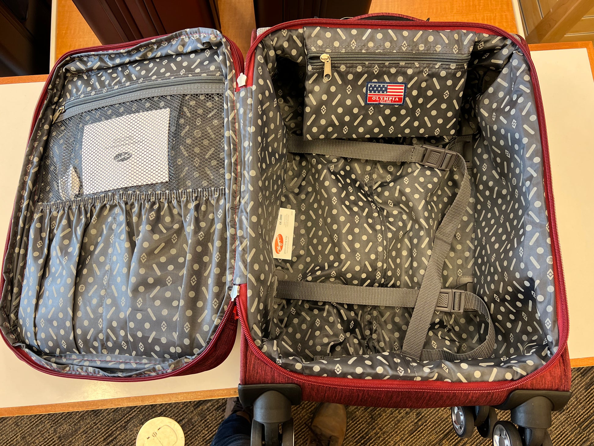 FINAL SALE - Olympia Denim 22” Carry-On Softside Spinner (Red)- OE-2621- $59.99