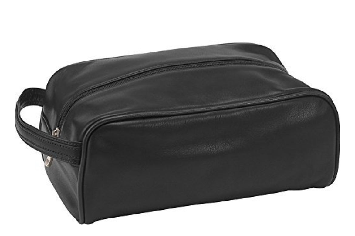 Osgoode Marley Leather Large Travel Toiletry Bag Black