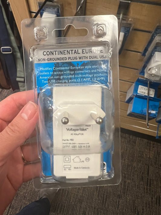 Voltage Valet Nongrounded Type B Adapter with USB-PBU | Continental Europe