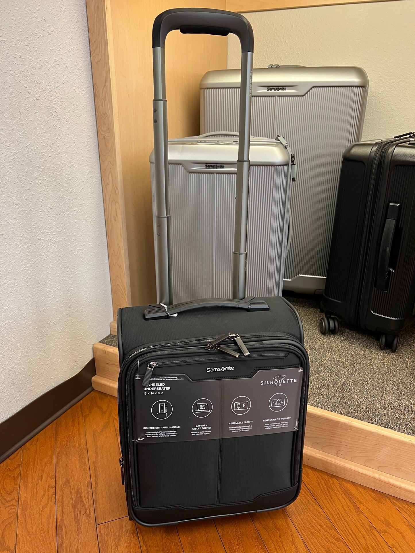 Samsonite Silhouette 18” Softsided 2-Wheeled Underseat Carry-On with Stack-It™ Strap- FLOOR MODEL- last one in stock- $190