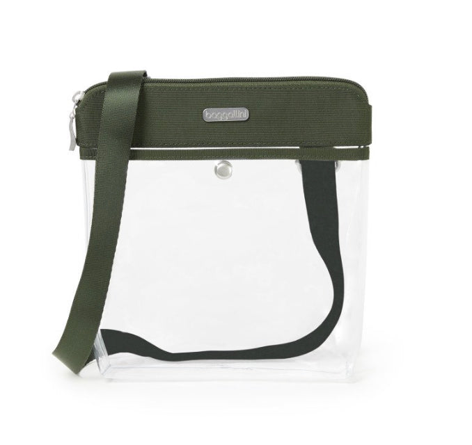 Baggallini Clear Pocket Clear Stadium Crossbody Deep Green