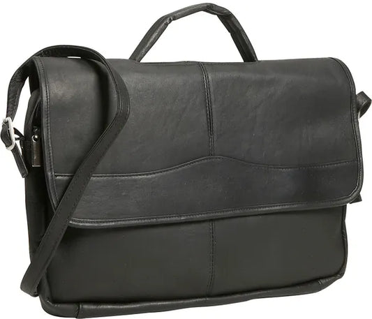 David King & Co. 172 Leather Single Gusset Porthole Zippered Briefcase Black