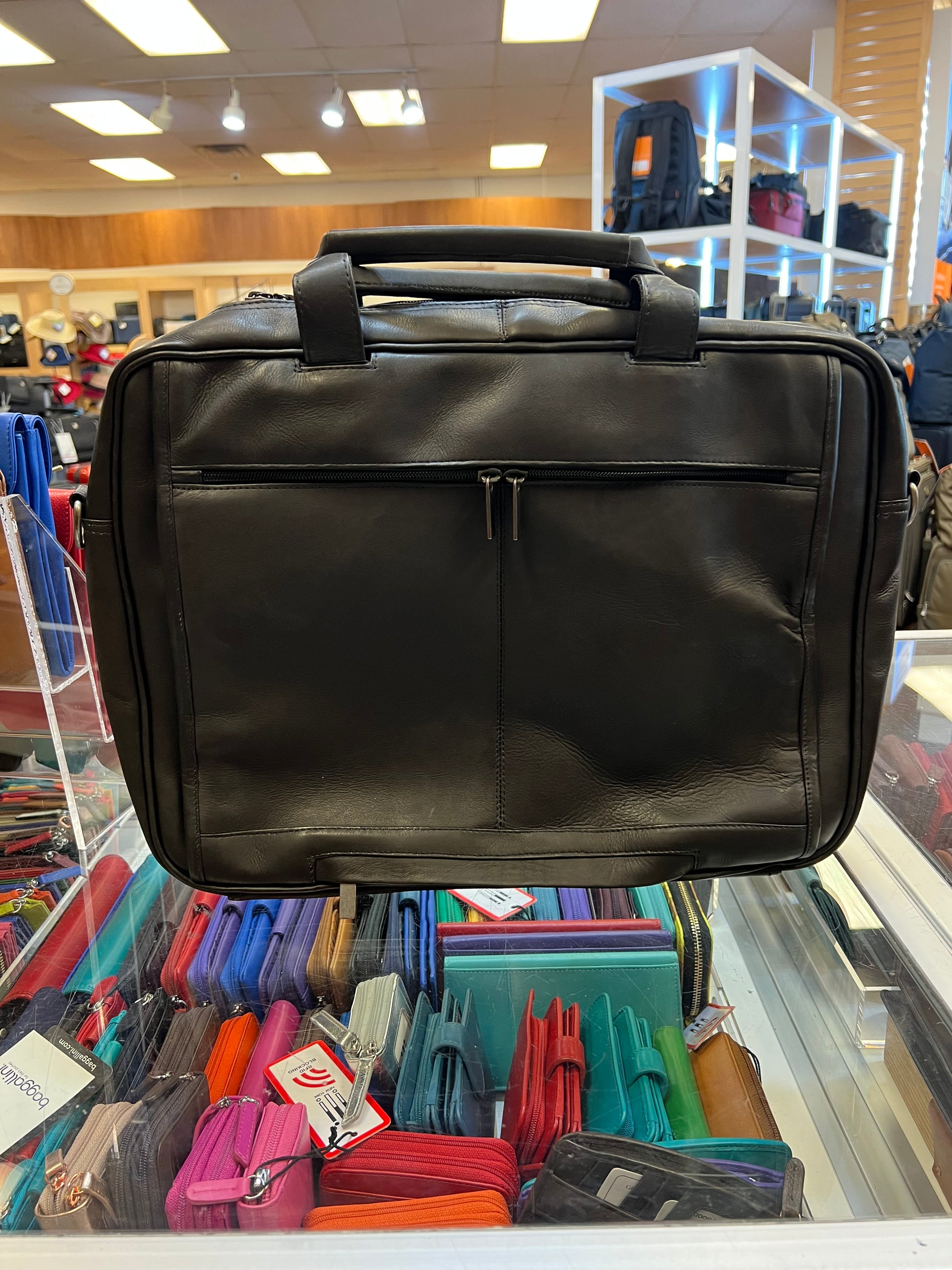 DayTrekr Slim Leather Zippered Briefcase