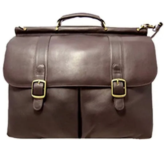 David King Dowel Top Leather Briefcase Cafe