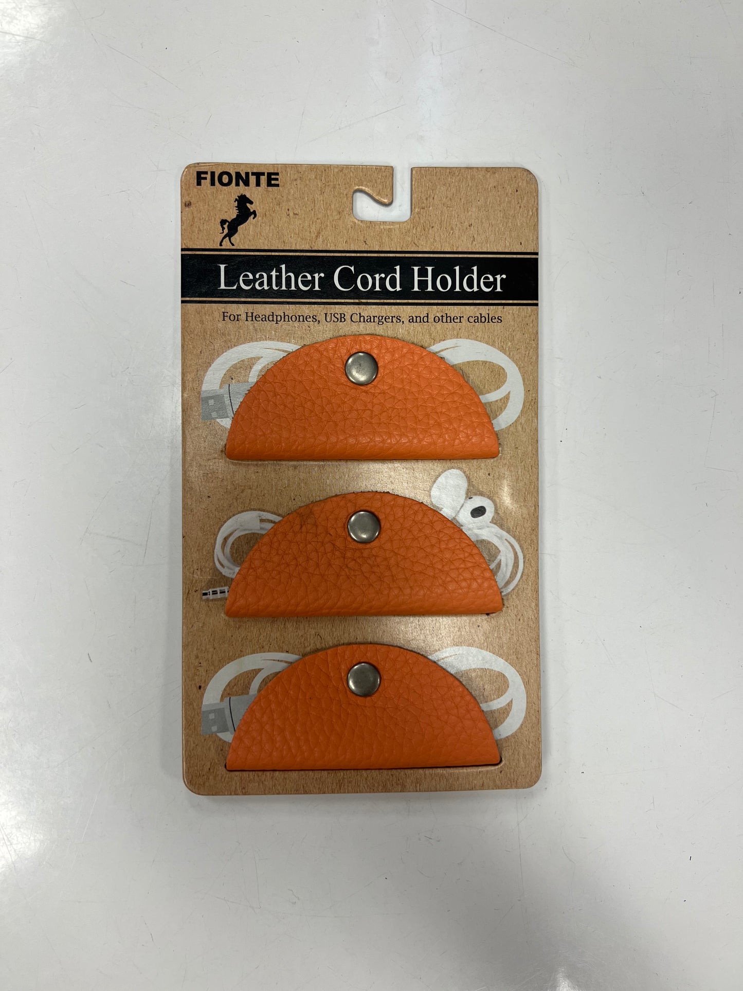 Fionte Leather Cord Holder (set of 3) Orange