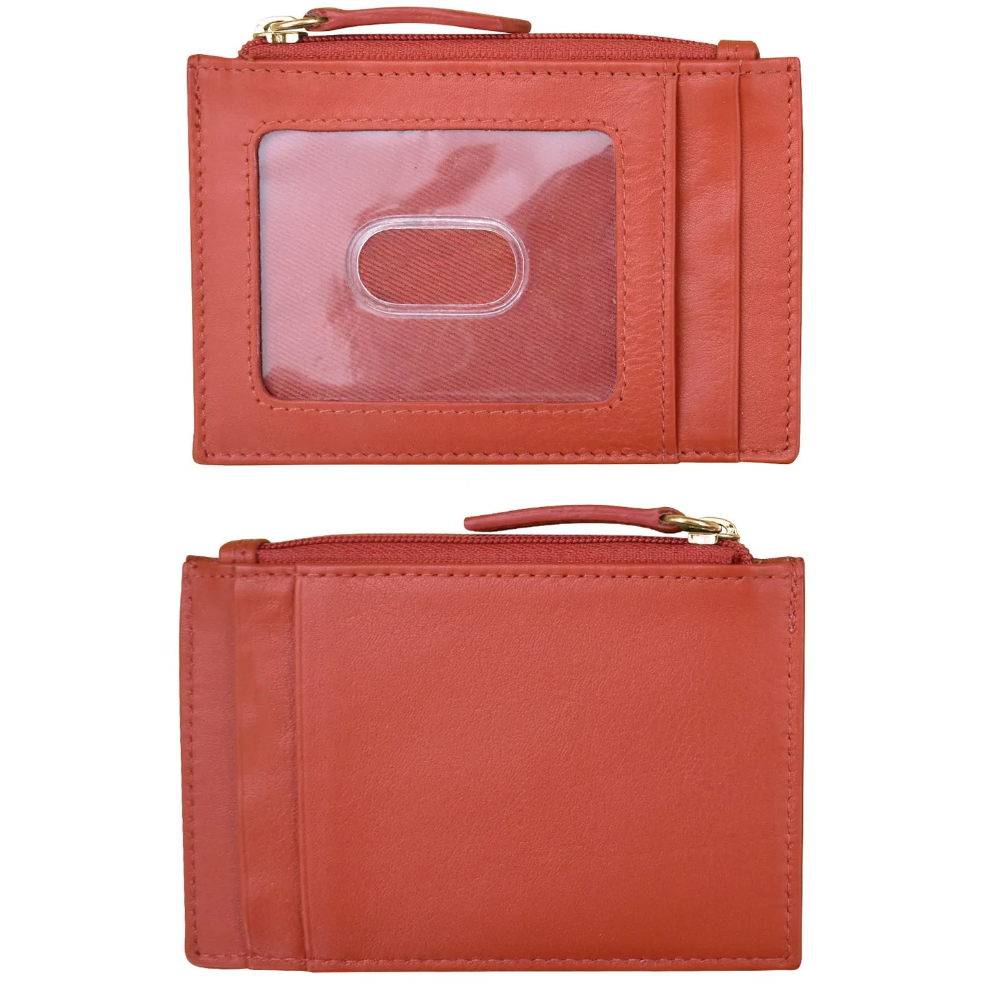 ili New York RFID Leather Zippered I.D. Wallet- 7416 Coral