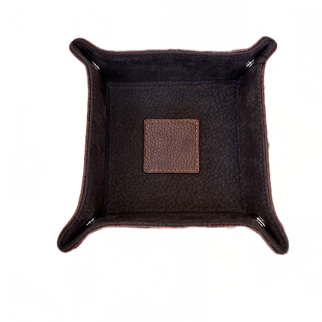 Vaquetta Leather Snap Valet Tray Brown