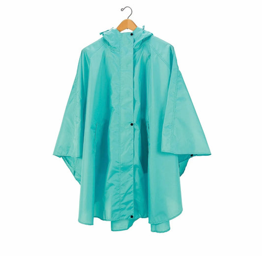 Water-Resistant Travel Rain Poncho- $15 Sea Blue