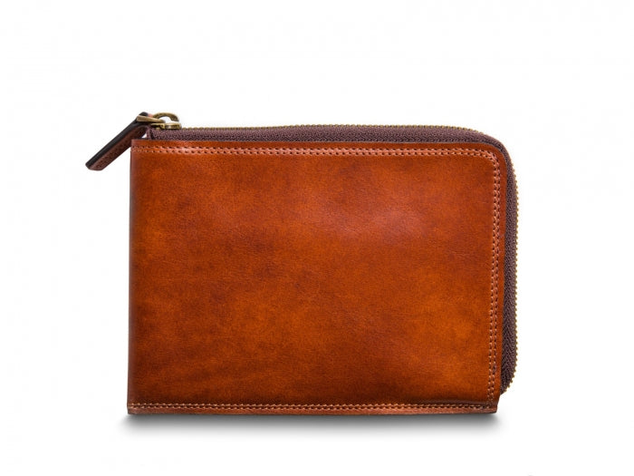 Bosca Dolce Zippered Leather Wallet Amber