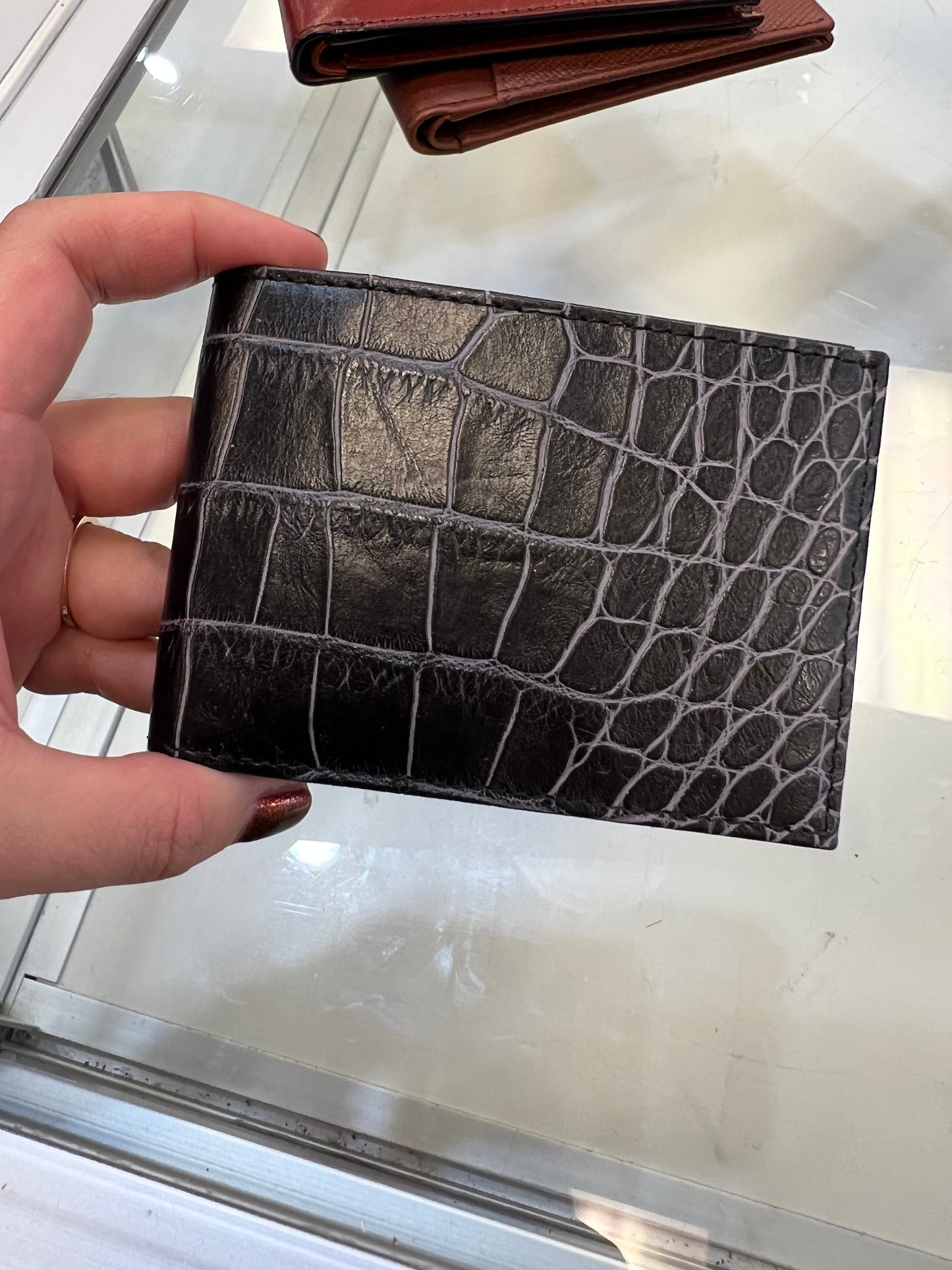 Bosca Crocco Bifold Leather Wallet