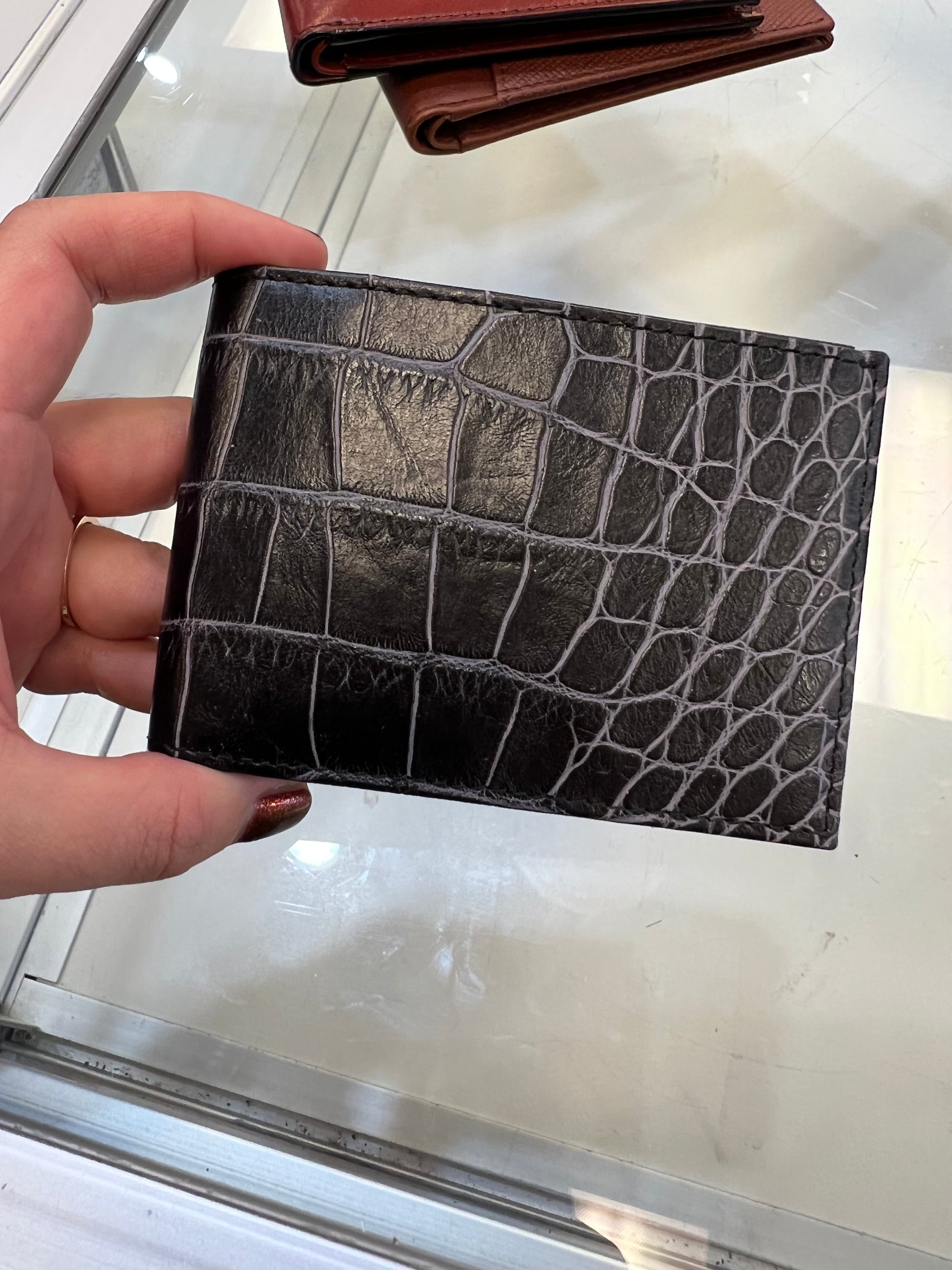 Bosca Crocco Bifold Leather Wallet
