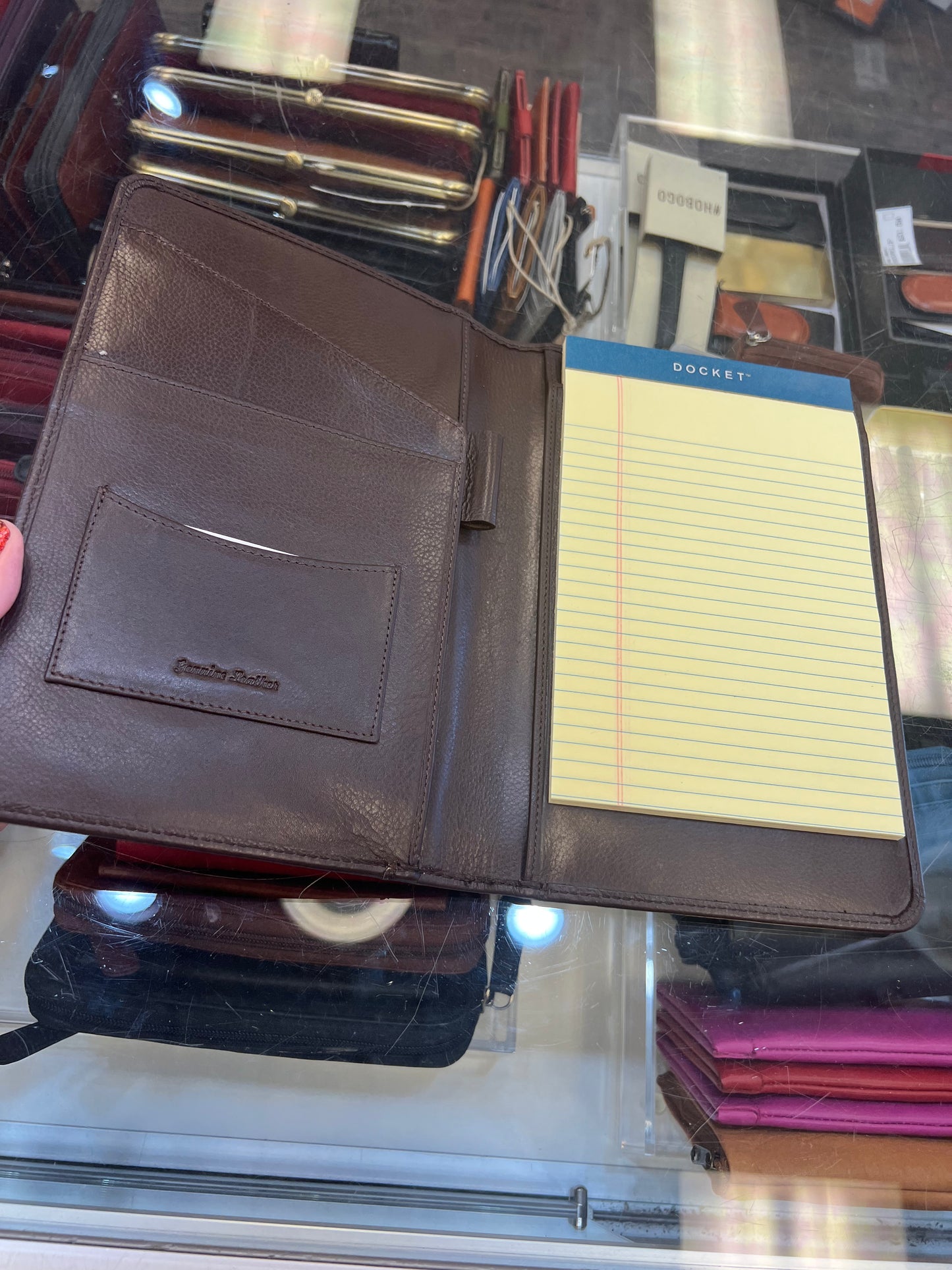 ili New York Small Leather Writing Padfolio (Brown) Brown