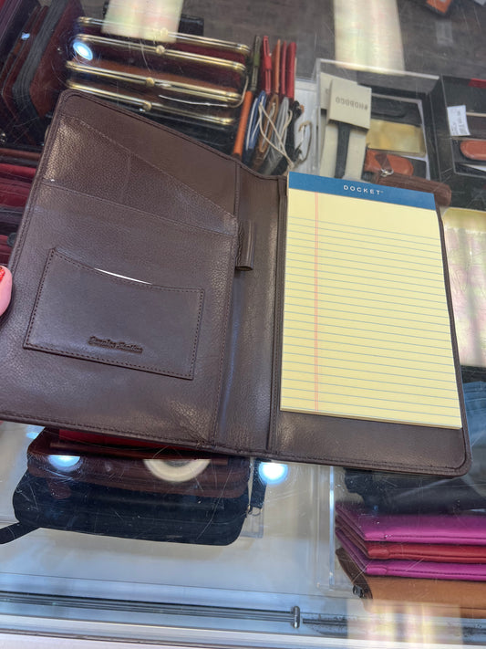 ili New York Small Leather Writing Padfolio (Brown) Brown