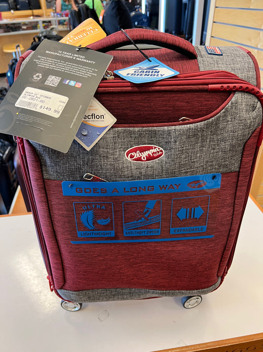 FINAL SALE - Olympia Denim 22” Carry-On Softside Spinner (Red)- OE-2621- $59.99