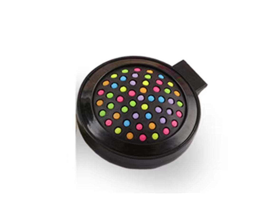 Round Hair Brush/Mirror Black Rainbow