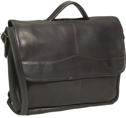 David King & Co. 172 Leather Single Gusset Porthole Zippered Briefcase Cafe