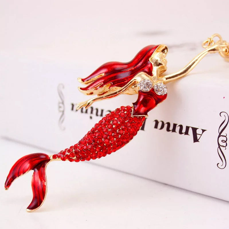 Mermaid Key Ring/Bag Charm Red