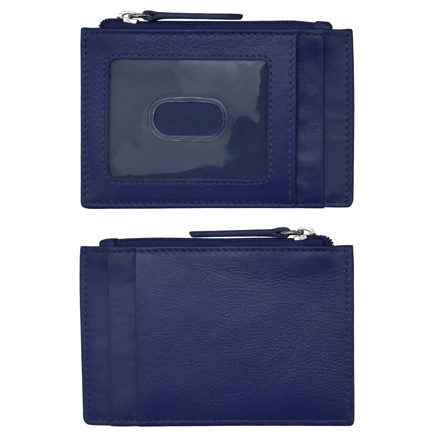 ili New York RFID Leather Zippered I.D. Wallet- 7416 Navy