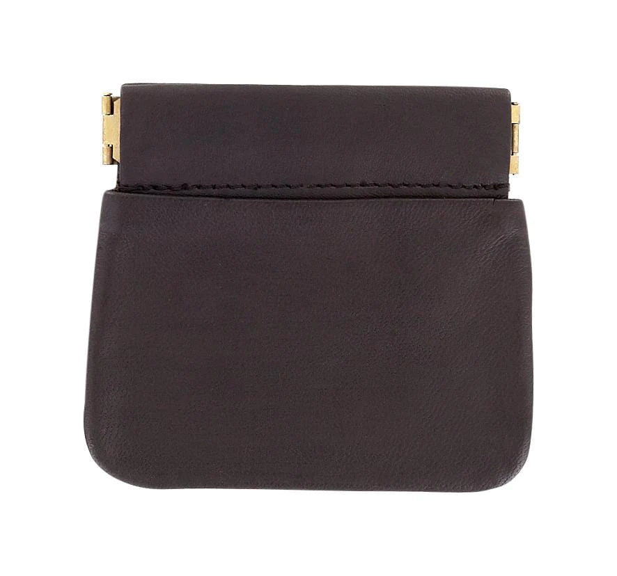 Squeeze Frame Leather Coin Pouch