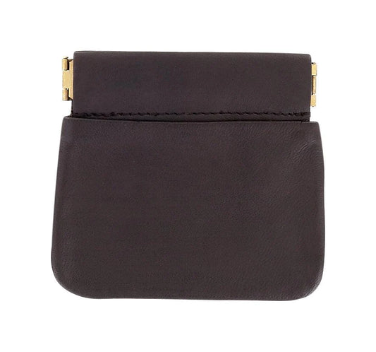 Squeeze Frame Leather Coin Pouch