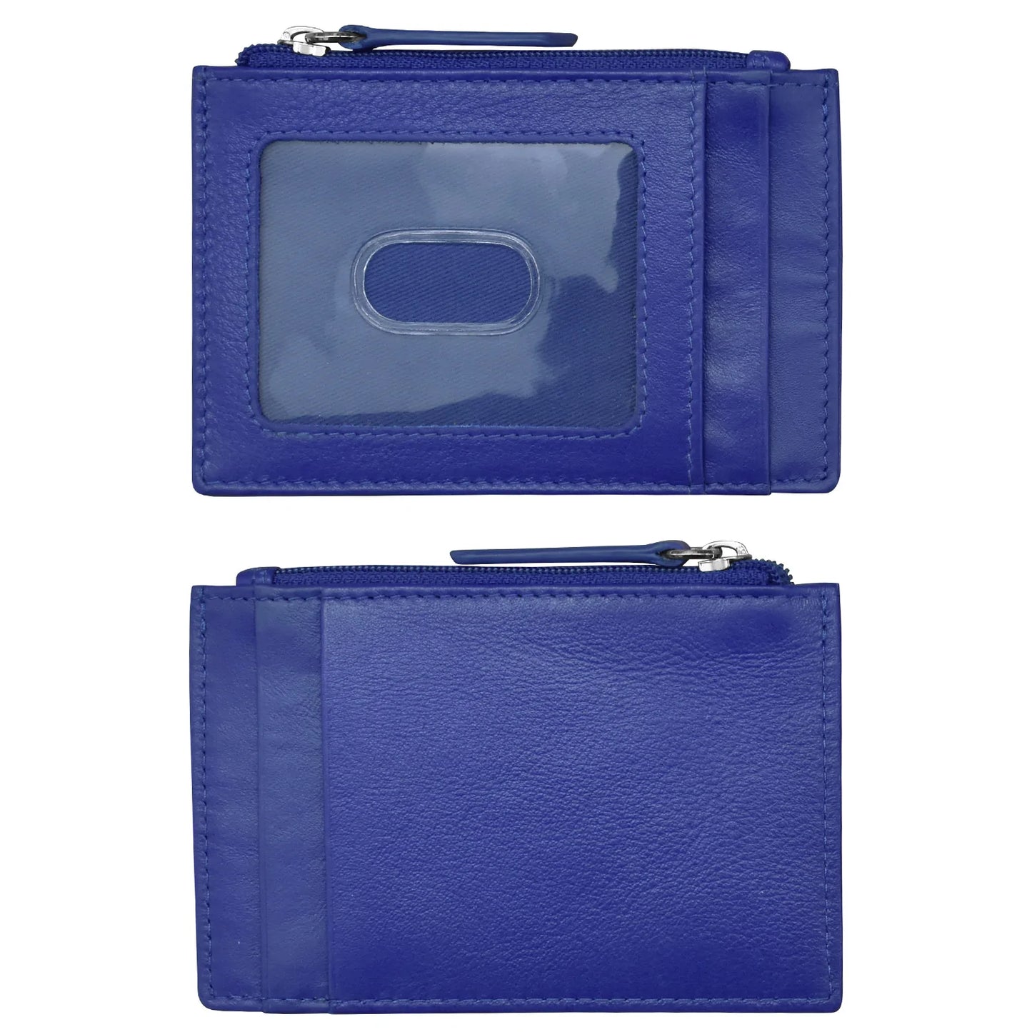 ili New York RFID Leather Zippered I.D. Wallet- 7416 Cobalt
