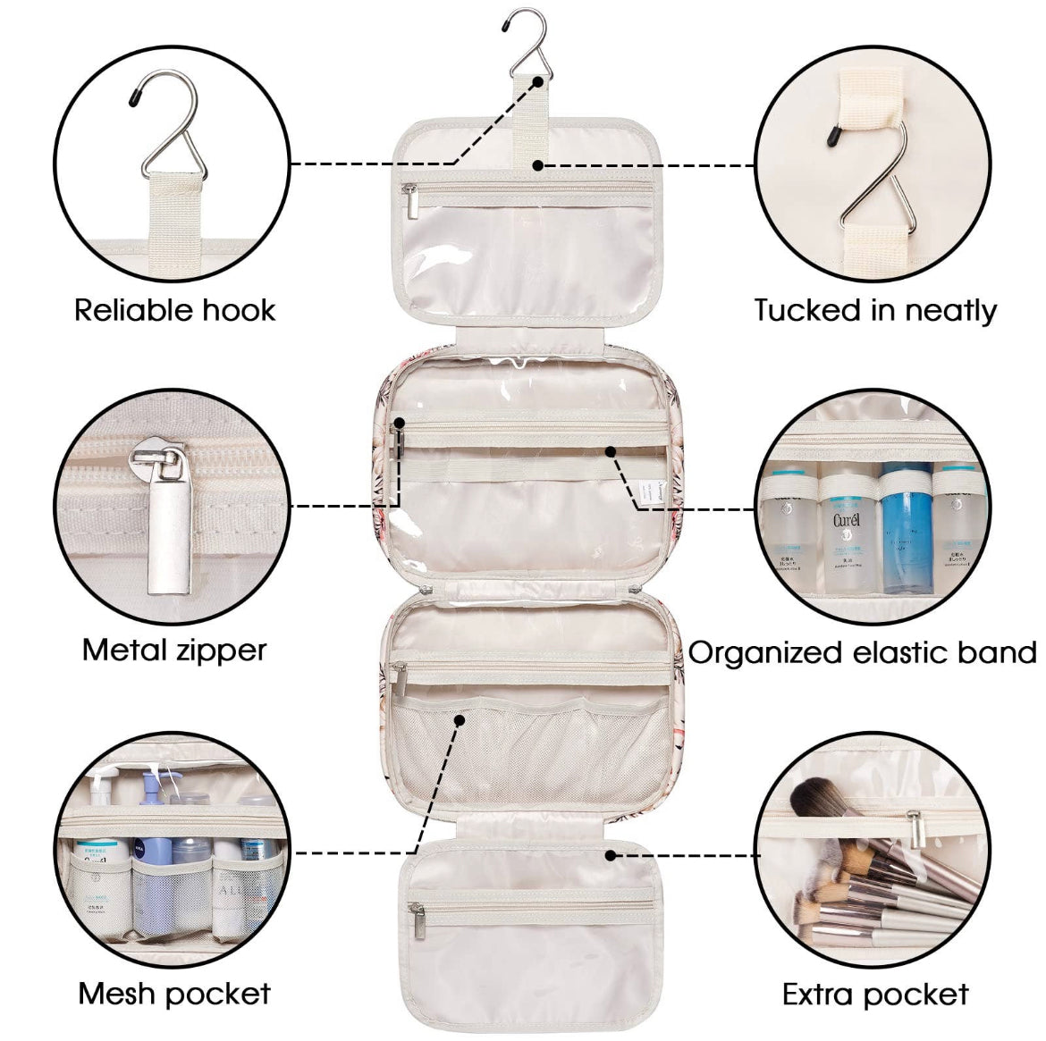 Narwey Large Hanging Toiletry/Cosmetic Bag