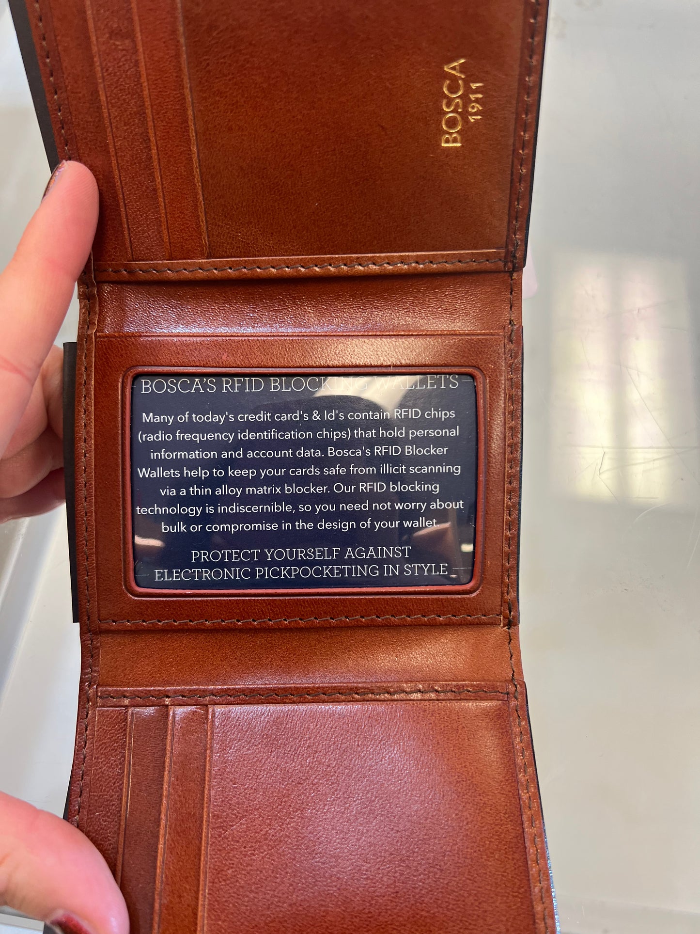 Bosca Double ID Trifold RFID Leather Wallet