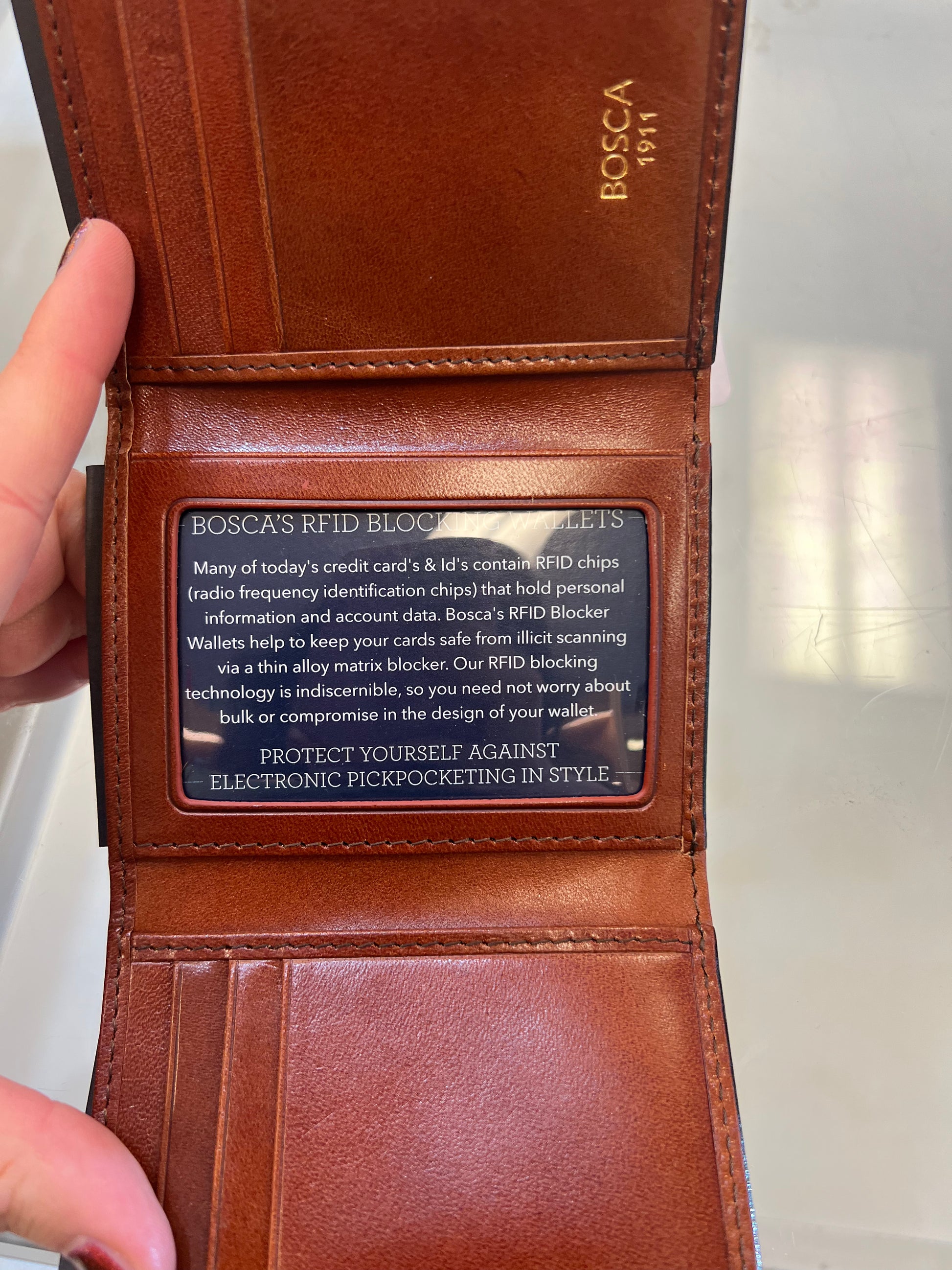 Bosca Double ID Trifold RFID Leather Wallet