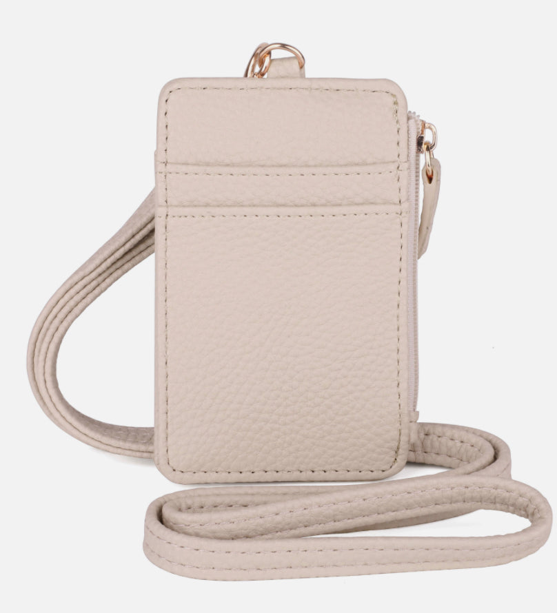 Julia Buxton RFID Vegan ID/Credit Card Lanyard Wallet White