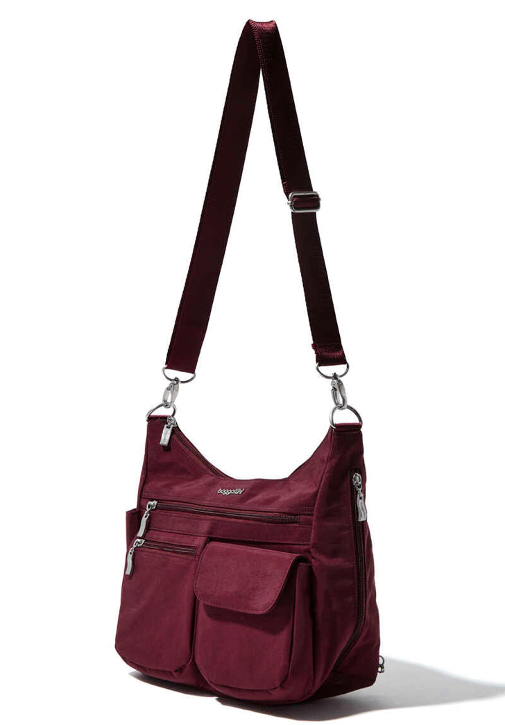 Baggallini Modern Everywhere Hobo Crossbody w/ Trolley Sleeve & RFID Wristlet Wallet