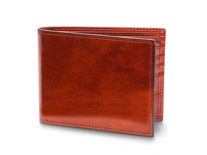 Bosca Bifold Leather Wallet With ID Flap Cognac