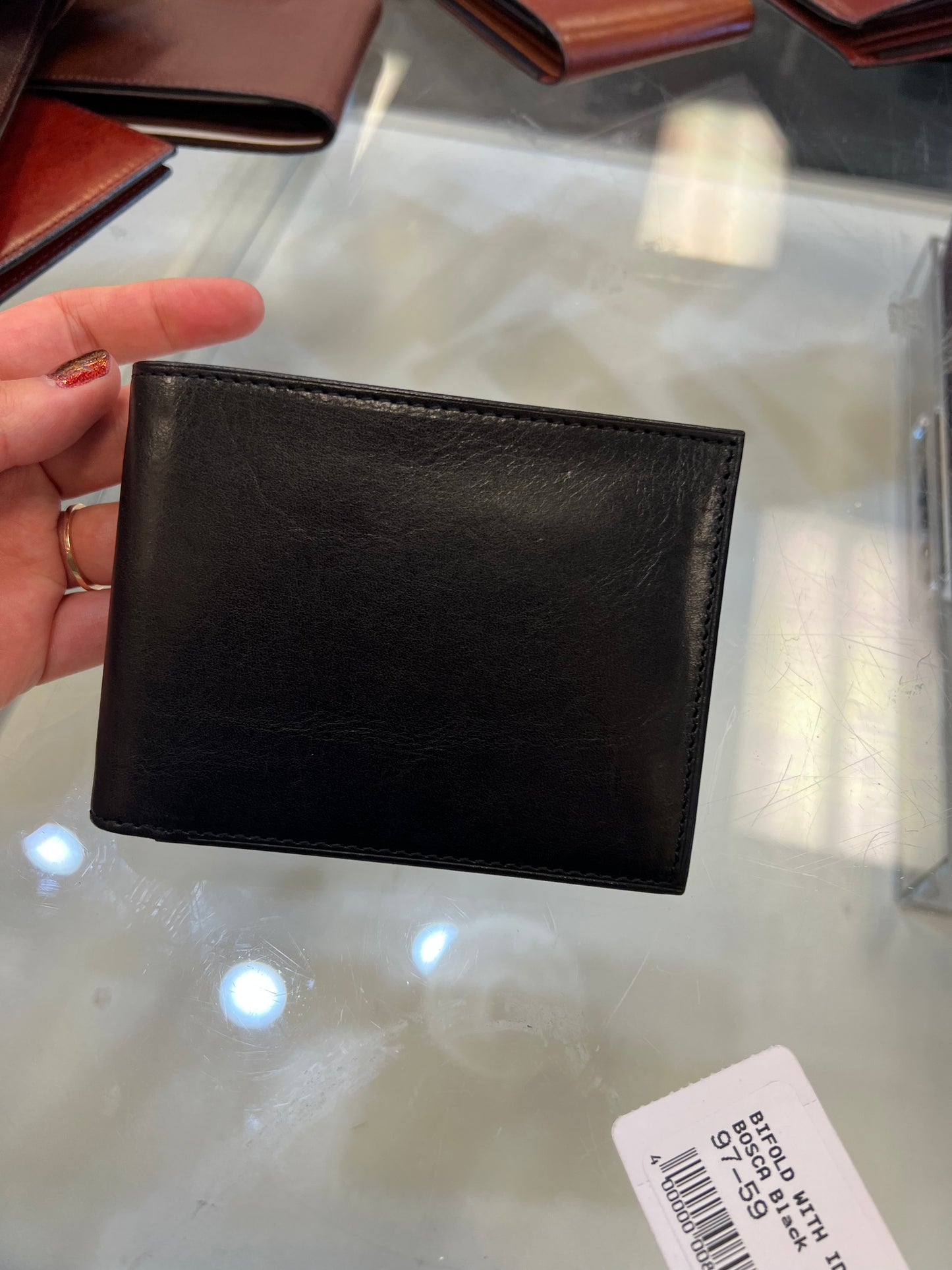 Bosca Bifold Leather Wallet With ID Flap