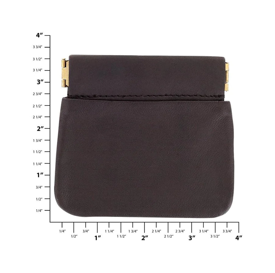 Squeeze Frame Leather Coin Pouch