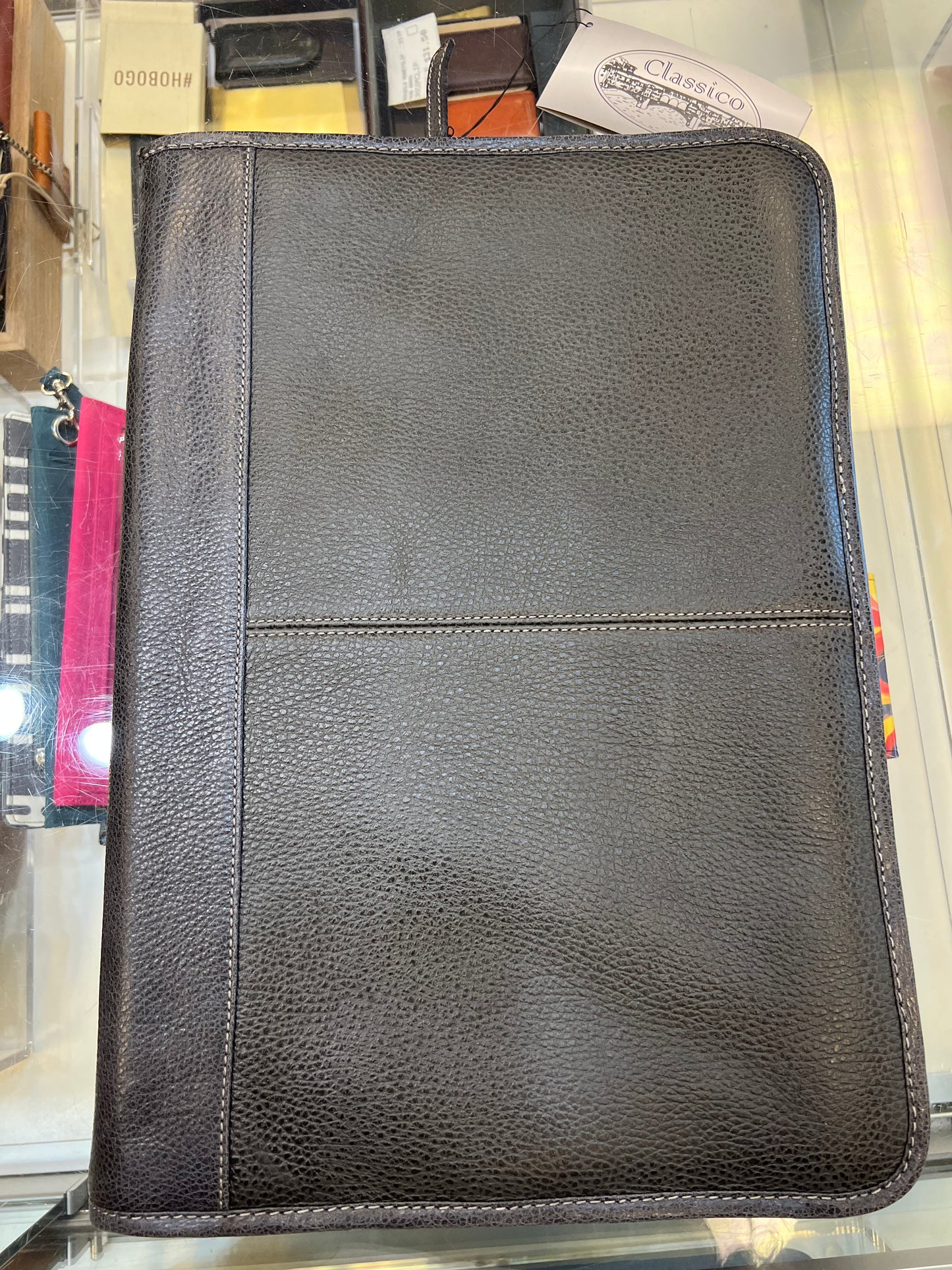 Classico Leather 3 Way Zippered Portfolio Black