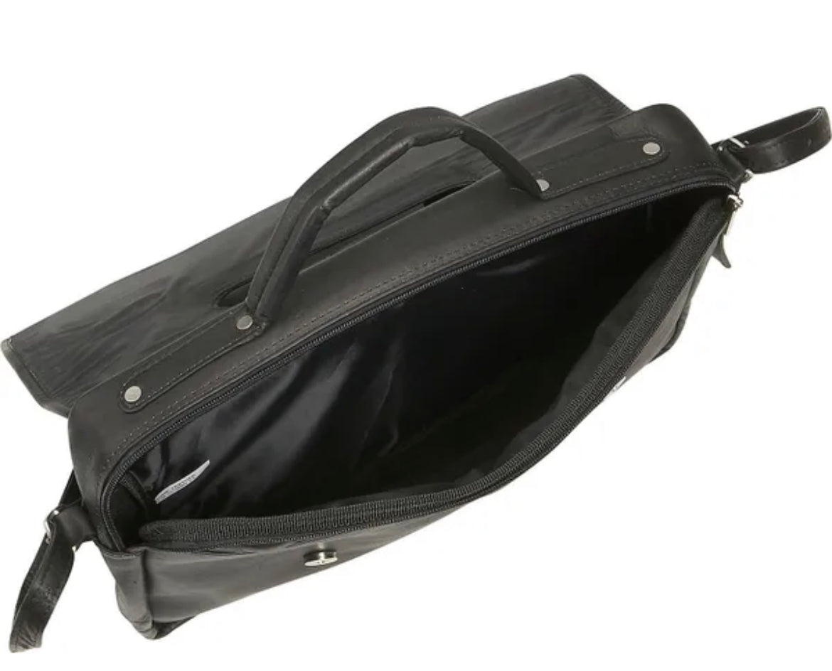 David King & Co. 172 Leather Single Gusset Porthole Zippered Briefcase