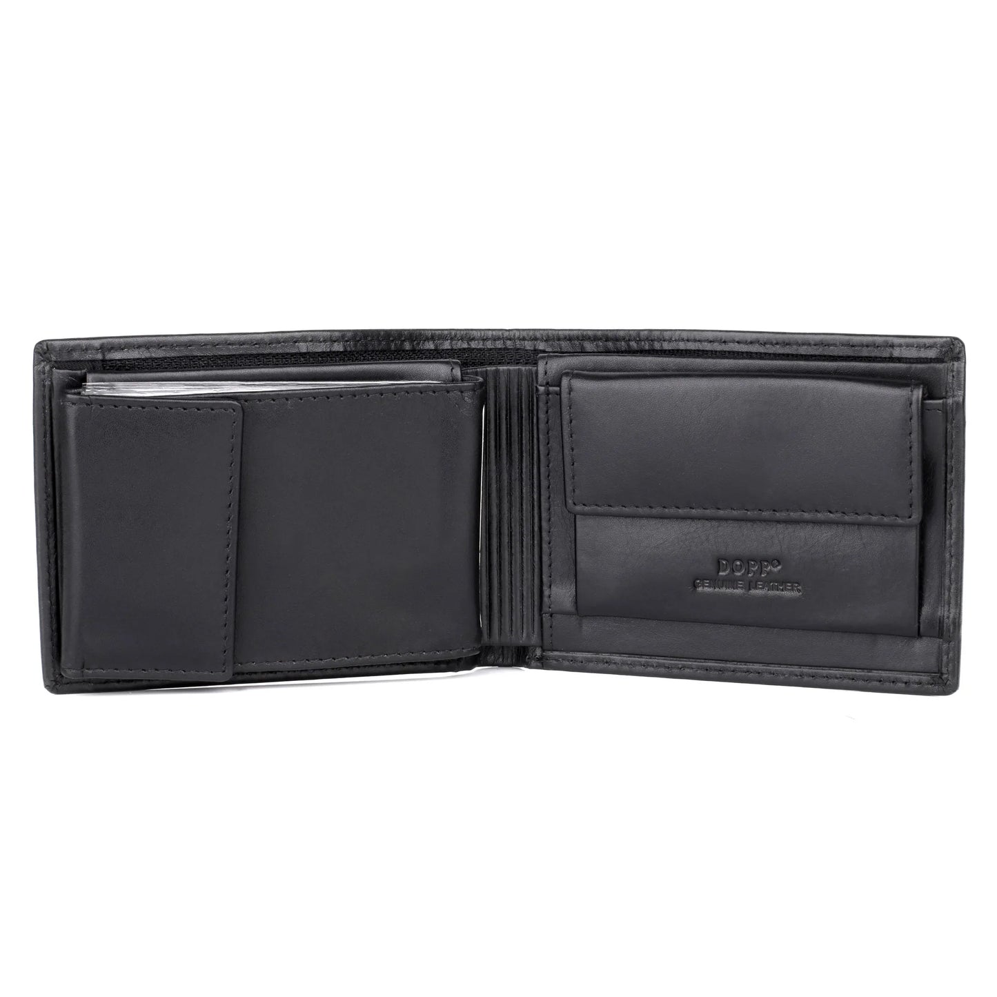 Dopp® Leather Regatta RFID Convertible Billfold Wallet with Zippered Bill Compartment Black