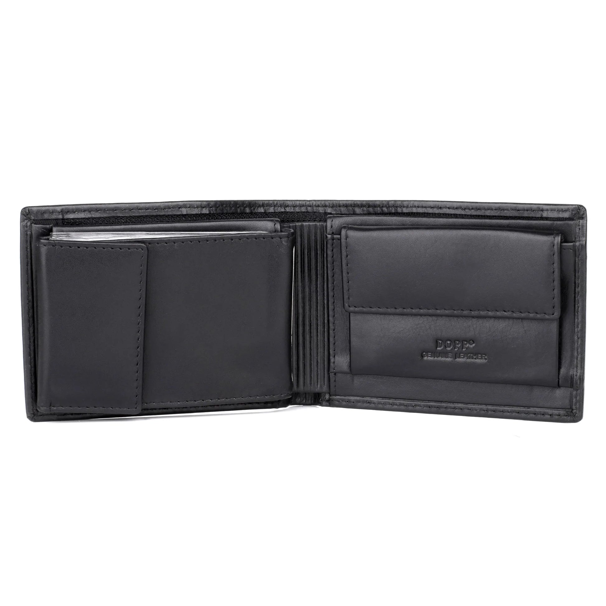 Dopp® Leather Regatta RFID Convertible Billfold Wallet with Zippered Bill Compartment Black