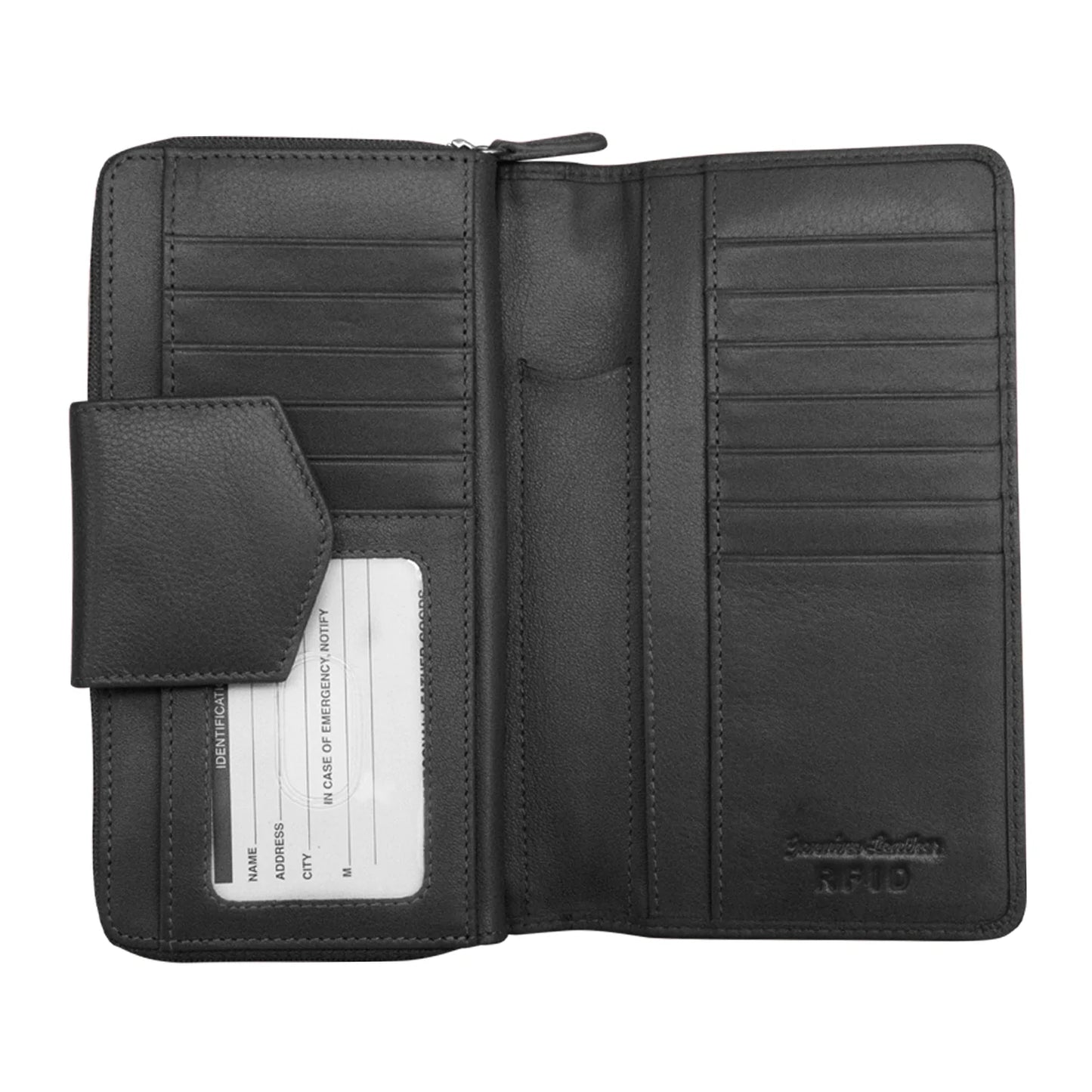 ili New York RFID Multi Organizer Leather Wallet Black