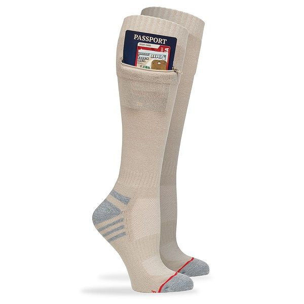 Passport Pocket Socks (size medium) Tan Medium
