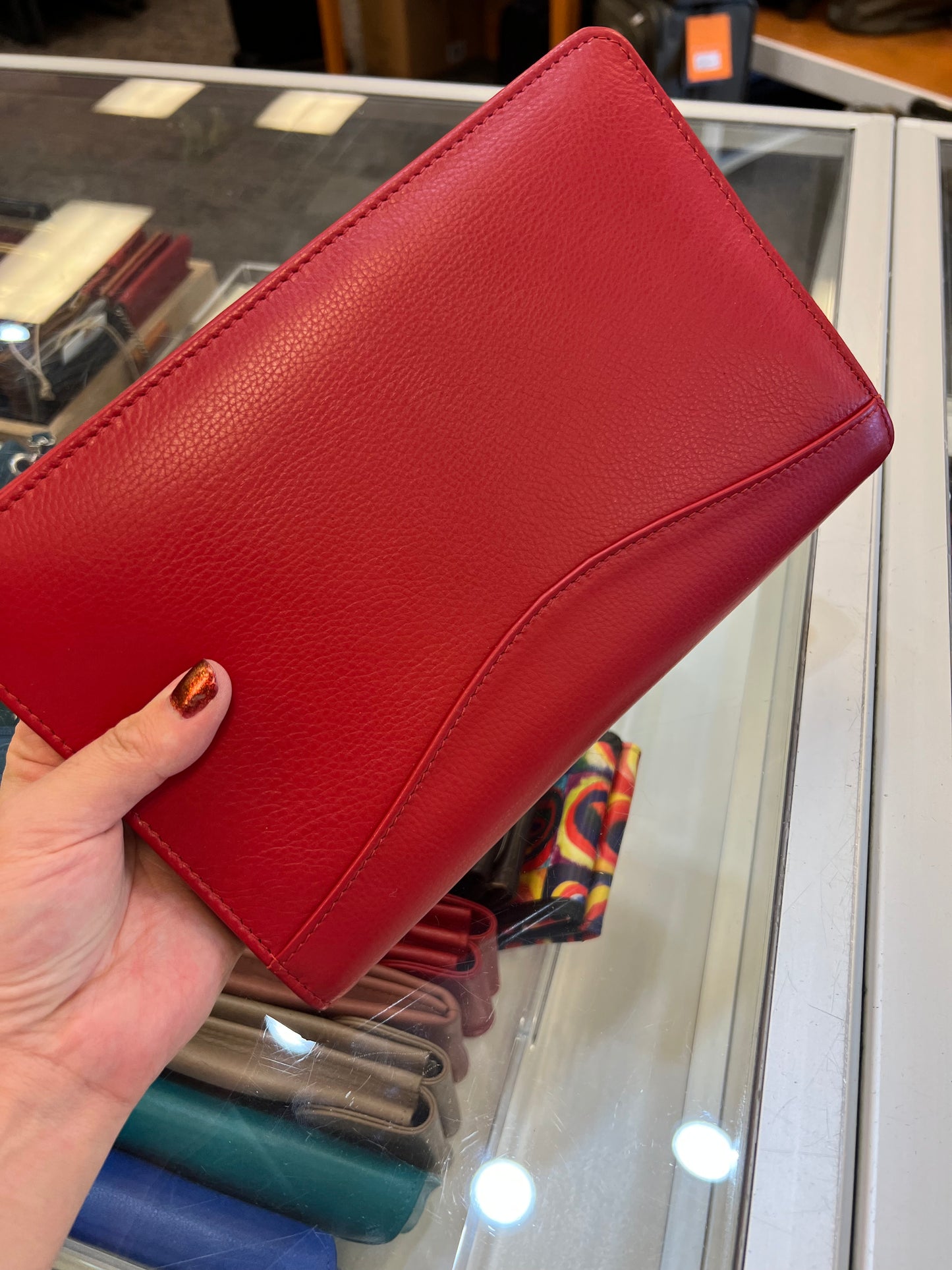 ili New York Small Leather Writing Padfolio (Red)