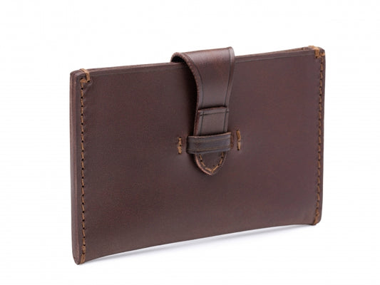 Bosca Leather Tuck Tab Calling Card Case Wallet Dark Brown